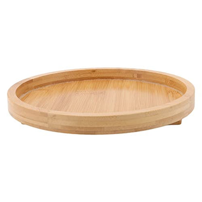 Tissting Wood Round Sofa Tray 9.65in x 4.72in - Clip on Side Table with Foldable Leg for Coffee, Tea, Snacks, Remote Controls, Living Room, Apartment, Dorm