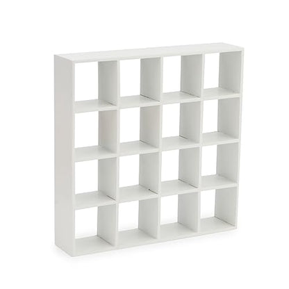 Miniature Furniture Storage Rack 1/12 Dollhouse Furniture 16 Grid Shelf Bookshelf Display Shelf Wall Rack Stand Mini House Scene Decoration (White) - style: White