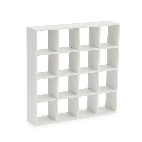 Miniature Furniture Storage Rack 1/12 Dollhouse Furniture 16 Grid Shelf Bookshelf Display Shelf Wall Rack Stand Mini House Scene Decoration (White) - style: White