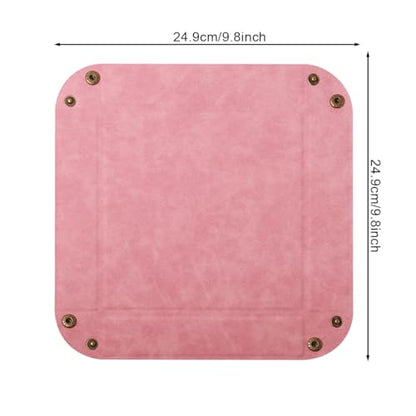Valet Tray Desktop Storage Organizer – Premium PU Leather Catchall Bedside Vanity Tray Nightstand Caddy Holder for Remote Controller, Keys, Phone, Wallet, Coin, Jewelry,Pink - color: Pink