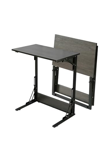 Upgraded 24" Folding C Shaped End Table, Small Sofa Side Laptop Desk, Couch TV Tray Table for Living Room, Bedroom (2, Grey) - color: Grey, size: set of 2
