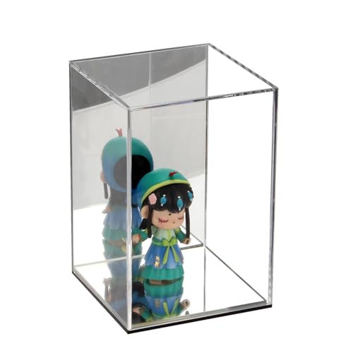 Clear Acrylic Display Case with Mirrored Back and Base, Assemble Countertop Storage Box Stand Organizer, Cube Dustproof Display Box Showcase for Action Figures Doll Models Toys, 4x4x6Inch - size: 4x4x6Inch