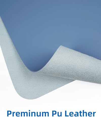 Leather Desk Pad Blotter,Mouse Pad,Office Desk Mat, Non-Slip PU Leather Desk mat,Large Desk mat,Waterproof Keyboard mat for Office/Home/Decor (Grey Blue,23.6" x 13") - color: Grey Blue, size: 23.6" x 13"
