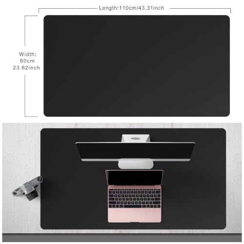 Mydours 43" x 24" Extra Large Desk Pad XXL, Desk Protector Mat with PU Leather, Large Desk Blotter Mat for Office, Home & Writing, Full Desk Pad for Keyboard and Mouse (Black) - color: Black, size: 43.3" x 23.6"