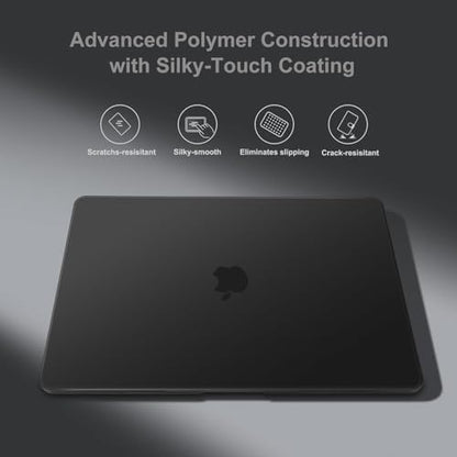 MOSISO Compatible with MacBook Air 13 inch Case M5 2026 M4 2025 M3 M2 2024-2022 A3449 A3240 A3113 A2681, Scratches-Resistant Protective Hard Shell for MacBook Air 13.6 inch Case, Black - color: Black