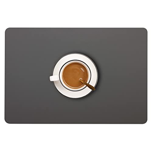 Wipeable Placemats Leather Table Mats Waterproof Heat-Resistant Easy to Clean for Dining Table Set Kitchen Table (2, Grey) - color: Gray, size: set of 2