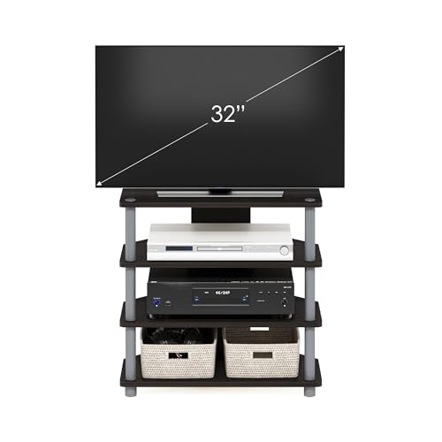 Furinno Turn-N-Tube Easy Assembly 4-Tier Petite Entertainment Center / TV Stand / TV Unit / TV Desk, Espresso/Grey - color: Espresso, size: 4-Tier