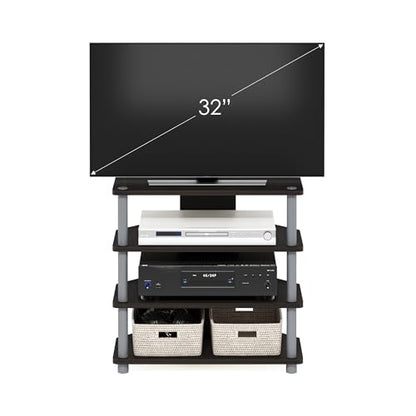 Furinno Turn-N-Tube Easy Assembly 4-Tier Petite Entertainment Center / TV Stand / TV Unit / TV Desk, Espresso/Grey - color: Espresso, size: 4-Tier