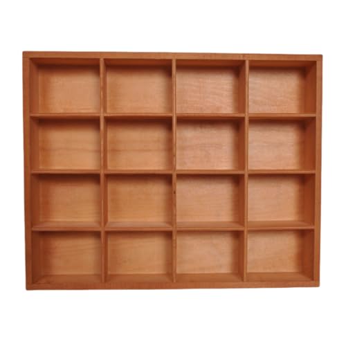 1 Pcs 13.4''x10.6''x2'' Wooden Storage Divider Box Showcase Display Box Organization Tabletop Box with 16 Compartments for Home Craft Office Kitchen Storage (Vintage Color) - color: Vintage Color, size: 16 Compartments