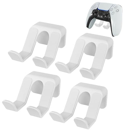 4-Pack Controller Holder Wall Mount, Headset Holder Stand for Xbox Series X/S, PS5, PS4, PC Gaming Stuff Accessories with Stable 3M Adhesive, Strong Adhesive by Screws(White) - color: White (4 Pack)