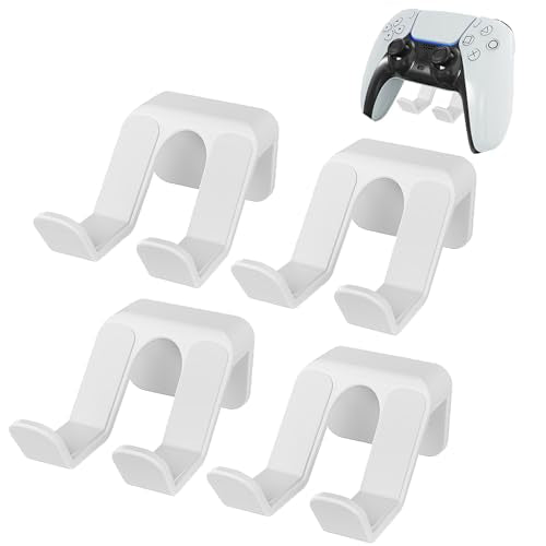 4-Pack Controller Holder Wall Mount, Headset Holder Stand for Xbox Series X/S, PS5, PS4, PC Gaming Stuff Accessories with Stable 3M Adhesive, Strong Adhesive by Screws(White) - color: White (4 Pack)