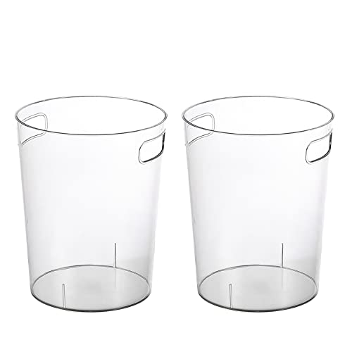 Anyoifax Small Trash Can Plastic Wastebasket 1.5 Gallon Round Garbage Container Bin with Handles for Bathroom, Bedroom, Kitchen, College Dorm, Office, Craft Room - Clear, 2 Pack - color: Clear, size: 1.5 Gallon/2 Pack