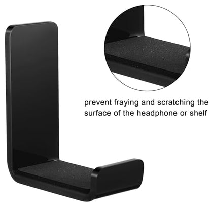 Weewooday 32 Pcs Headphone Hanger Headphone Holder Wall Hook Desk Bulk Adhesive Headset Wall Mount Stand General Purpose (Black) - color: Black
