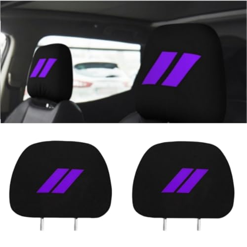 2PCS Car Headrest Covers Soft Black Fabric Car Seat Head Rest Cover Protector Compatible with Dodge Challenger Charger Durango RAM (Purple) - color: purple