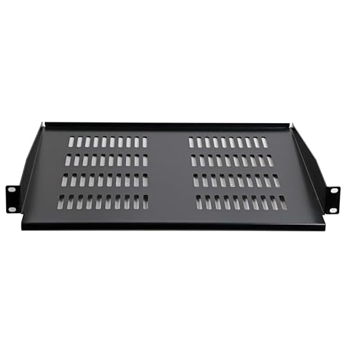 Aeons 1U 19-inch Universal Server Shelf Rack Mount Vented Cantilever Center Mount Shelf 15" Deep, Fixed Server Rack Cabinet Shelf Black 2-Pack - style: 1U-15" Vented