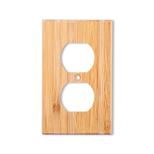 Solid Wood Double hole Outlet Light Switch Plate 4.5" X 2.76" Bamboo Light Switch Cover Quality Raw Wooden Decorative Bedroom Kitchen Home Decor (Double hole Outlet) - color: 1PC-Double hole Outlet