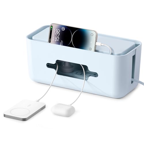 ORICO Cable Management Box, Cord Hider Box to Conceal Power Strips on Desk or Floor, Keeping Cords Tidy and Protected from Damage, Stylish Cable Organizers for Home, Office, School - PB01 - color: Blue