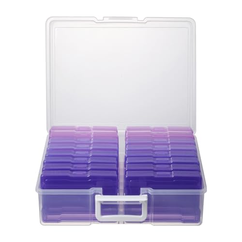 novelinks Photo Storage Boxes with Handle, Photo Organizers and Storage | 1Pack Color, Photo Albums 4x6 Pictures, Photo Cases, Classroom Organization, Index Card Box, Photo Card Holder, Seed Storage - color: Purple Gradient