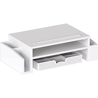 Simple Houseware Desk Monitor Stand Riser with Adjustable Organizer Tray, White - color: White