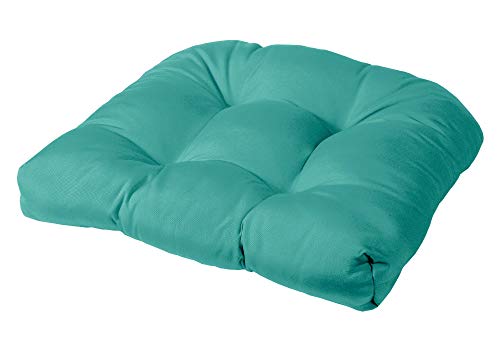 Cushion Source Tufted Chair Cushion | Rounded Back Corners | 21" x 19" x 4" Seat Cushion | No Ties | Indoor/Outdoor | Sunbrella Aruba (5416-0000) - color: Sunbrella Aruba