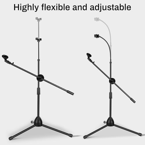 AODSK Deluxe Tripod Microphone Stand with Boom Arm & Twist Clutch Height Adjustment (Gooseneck version) - style: Gooseneck version