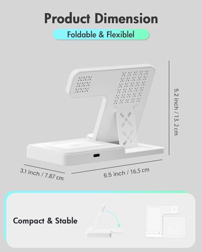 Wireless Charger Stand Charging Station: 3 in 1 Charger Stand Multiple Devices for Apple - iPhone 17 16e 16 15 14 Pro Max 13 12 - Watch 11 10 9 8 7 6 5 4 3 2 SE and Ultra Series-Airpods 4 3 Pro, White - color: White