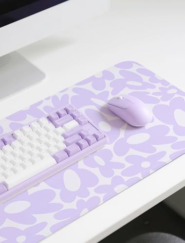 Large Aesthetic Cute Purple Keyboard and Mouse Computer Desk Desktop Pad Mat, Cute Purple Computer Mats for Desktop, Keyboard Mats for Desk (31.5" x 15.8") - color: Light Purple