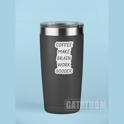 (3Pcs) Coffee Make Brain Work Gooder Vinyl Sticker, Funny Coffee Lover Gift Sarcastic Office Viny Decals, Waterproof Stickers for Laptop Water Bottle Mugs Cups Scrapbook, 3" x 1.8'' - color: Coffee Make Brain Work Gooder