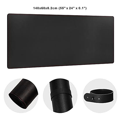 ZORESYN 4XL Oversized Large Mouse Pads (55" x 24") - PU Leather Extended Large Gaming Mousepad Desk Mat - Nonslip Base and Waterproof Desktop Keyboard Extended Mouse Mat (Black, 4XL - Oversized) - color: Black, size: 55L x 24W inches