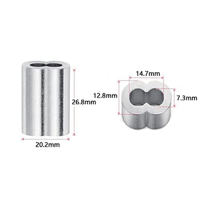 30Pcs Aluminum Crimping Loop Sleeves Cable Crimp for 1/4" Wire Rope End | 1/4 inch Cable Line Ferrule Sleeve