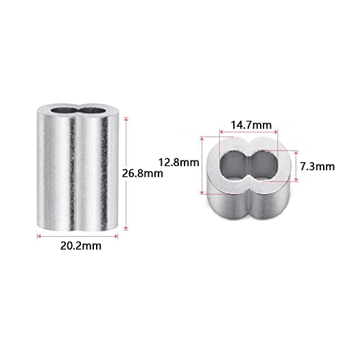 30Pcs Aluminum Crimping Loop Sleeves Cable Crimp for 1/4" Wire Rope End | 1/4 inch Cable Line Ferrule Sleeve