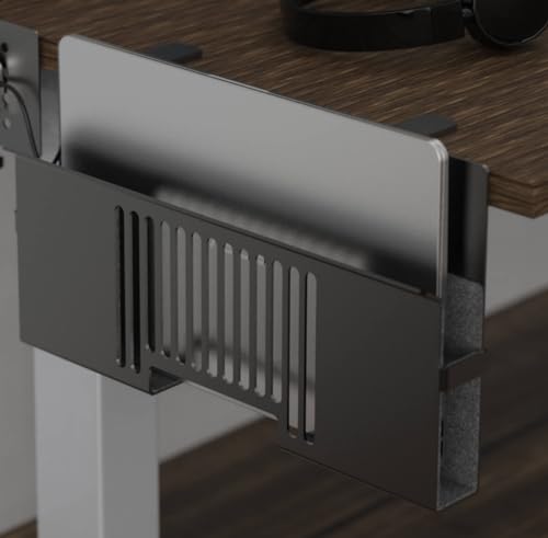 Vertical Side-Mount Laptop Holder Bracket for Desk Storage -fits: Dell/Acer/ASUS/XPS/MacBook/Surface/Lenovo/HP/Gaming Laptops (up to 16 inches) (Perforated Steel, Alloy Steel)