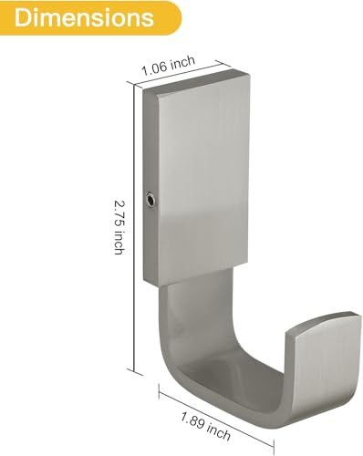 BESy Clothes Hook Single Towel Hooks for Bathroom Kitchen Garage Square Style Robe Hooks Coat and Hat Hook, Wall Mounted with Screws, Stainless Steel, Brushed Nickel - color: Brushed Nickel, size: 1 Pack