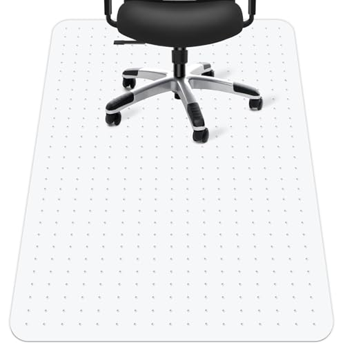 Chair Mat for Carpet, YOOMAYA 46" x 60" Office Chair Mat for Carpeted Floors, Easy Gliding Under Desk Carpet Protector, Slip Resistant Heavy Duty Plastic Floor Mat for Home, Gaming, Study Room (Clear)