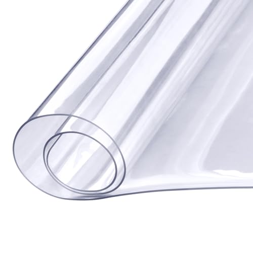 VEVOR Clear Table Cover Protector, 18" x 36" Customizable Plastic Desk Protector, 1.5 mm Thick Clear PVC Cover, Waterproof Desktop Guard for Writing, Coffee, Dining Room Desk - size: 36" x 18" (Rectangular)