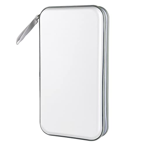Siveit CD Case Holder, 80 Capacity CD/DVD Case Holders Wallet Hard Plastic CD DVD Disc Cases Storage Binder for Car Home Office Travel (White) - color: White