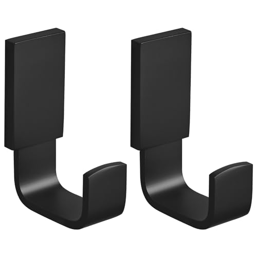 BESy Brass Clothes Hook Single Towel Hook for Bathroom Kitchen Garage Square Style Robe Hooks Coat and Hat Hook, Wall Mounted with Screws, Two Packs, Matte Black - color: Matte Black, size: 2 Pack