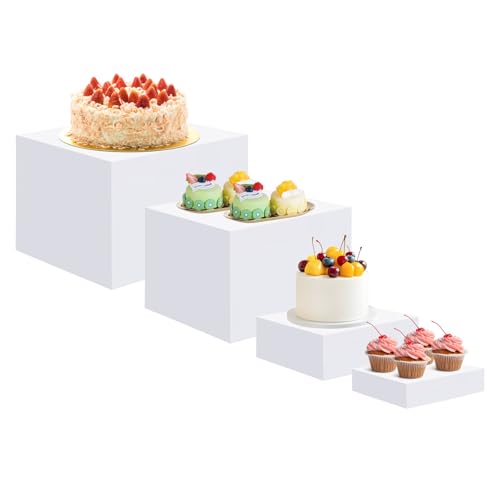 EI 4Pcs Acrylic Buffet Risers,High-end Classic Food Display Riser for Party,Dessert Table Display Set Heavy duty,Acrylic Cube Boxes Display Nesting Risers for Party,Catering,Jewelry Collectibles - size: 4 Pack
