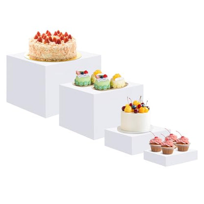 EI 4Pcs Acrylic Buffet Risers,High-end Classic Food Display Riser for Party,Dessert Table Display Set Heavy duty,Acrylic Cube Boxes Display Nesting Risers for Party,Catering,Jewelry Collectibles - size: 4 Pack