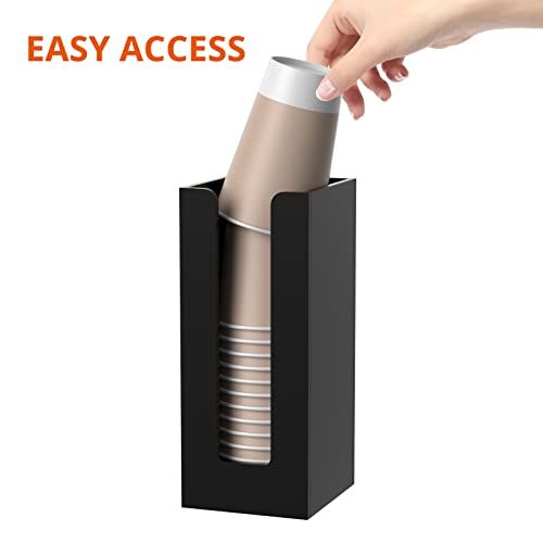 Richboom Acrylic Coffee Cup and Lid Storage Organizer Holder, 1 Compartment, Black - color: Black-1 Compartment