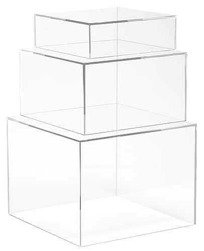Red Co. Set of 3 Crystal Clear Acrylic Cube Display Nesting Risers with Hollow Bottoms, Transparent - color: Clear, size: 6",7",8" - 1 Pack