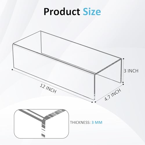 Sezanrpt Acrylic Shelf Riser 12x4.7x3 pack of 2, Desktop Rectangular Acrylic Tray Pedestal Stand for Funko Pop Figure, Bags, 12x4.7x3 Inch - color: Clear, size: 12x4.7x3 Inch