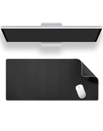 ALOANES Black Waterproof Desk Mat, Large, with Extended Mouse Mat, Office Desk Protector with Anti-Slip Base, Stitched Edge, Grain Jacquard Surface, Perfect for Gamer, Home, XL,11.81''x27.56''x0.12' - color: 01- Pro Black, size: Large(27.6" x11.8")