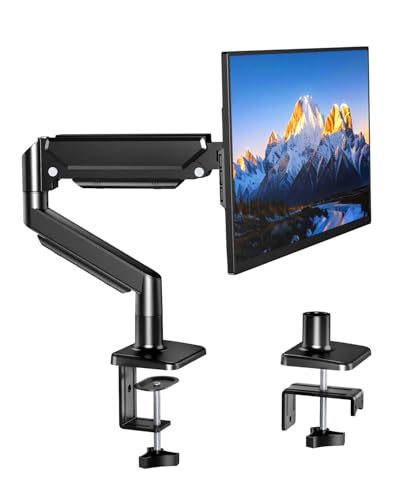 Single Monitor Stand for 13 to 32 inch Screens, Gas Spring Monitor Arm with Swivel, Tilt, Rotation, Height Adjustable, Desk Mount with C-Clamp and Grommet Base, Holds 4.4 to 19.8lbs Screen, Black - size: Non-RGB Single Arm Black