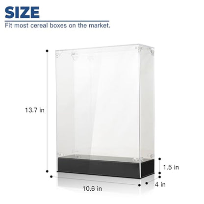 Cereal Box Display Case, 10.6 x 4 x 13.7 Clear Acrylic Display Box Memorabilia Display Case & Storage Sports