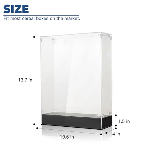 Cereal Box Display Case, 10.6 x 4 x 13.7 Clear Acrylic Display Box Memorabilia Display Case & Storage Sports