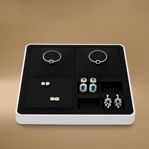 Oirlv Microfiber 4 Slots Jewelry Ring Display Tray Modular Customizable Jewelry Organizer Tray - style: P13701