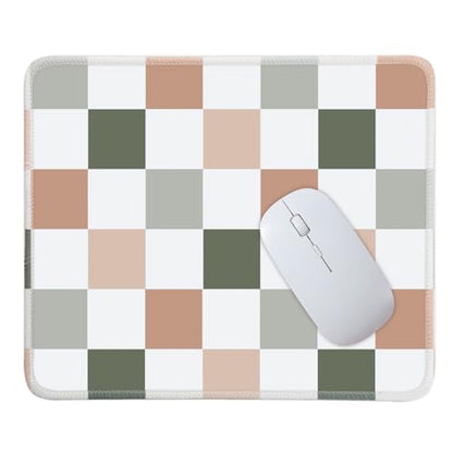 Mouse Pad for Desk with Stitched Edge, Premium Cute Washable Mouse Pads. Computer Mousepad with Non-Slip Rubber Base, Mousepads for Laptop, 9.25x7.75x0.12 inch (Muted Checkers) - color: Muted Checkers