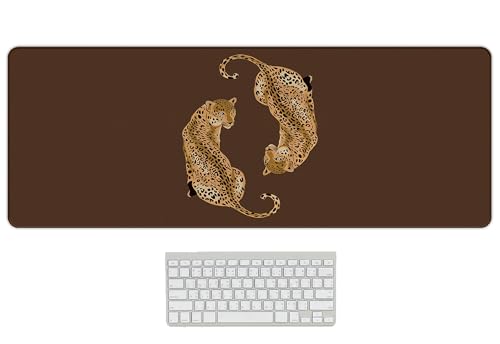 Cheetah Leopard Mouse Pad, Retro Brown Cheetah Print Desk Mat Pad Rectangle, Preppy Cute Cheetah Large Gaming Mats Office Decor Leopard Gifts for Women Girls 31.5x11.8 - color: Brown Cheetah Large, size: 31.5L x 11.8W inches