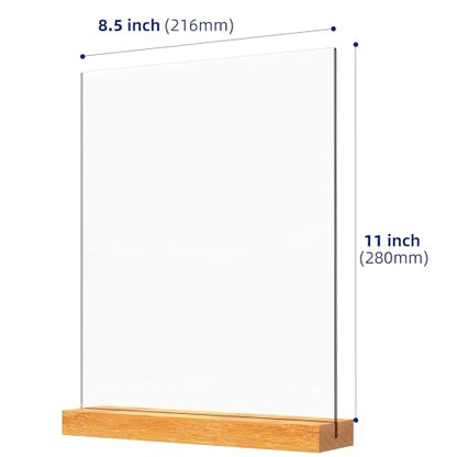 8.5x11 Inch Acrylic Sign Holder with Wooden Base, Desktop Display Stand (8.5x11 2Pack) - size: 8.5x11 2Pack